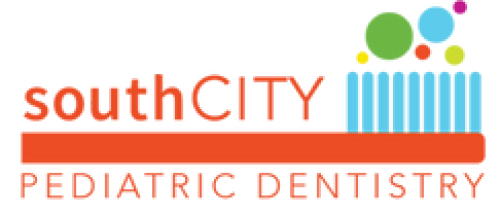 Logo of South City Pediatric Dentistry, displaying a colorful and inviting design with child-friendly elements, such as a toothbrush and cheerful lettering, reflecting the practice's specialization in pediatric dental care.